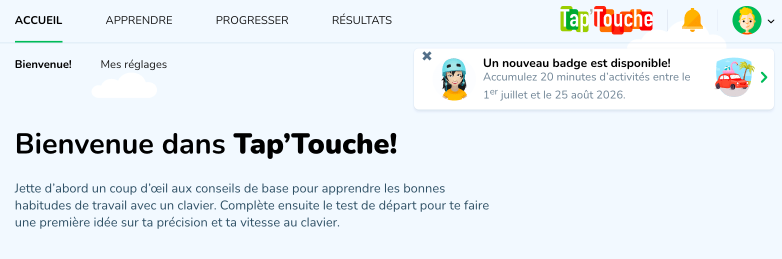 Notification pour un nouveau badge en édition limitée dans la page d’accueil