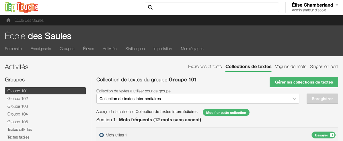 Gestion des collections de textes