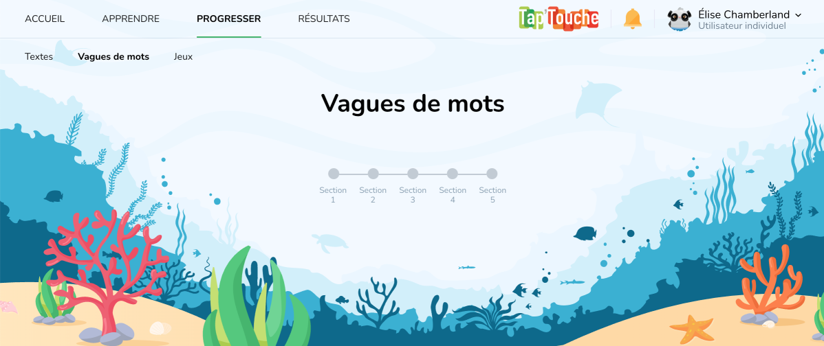 Accès aux vagues de mots dans l’interface de l’élève