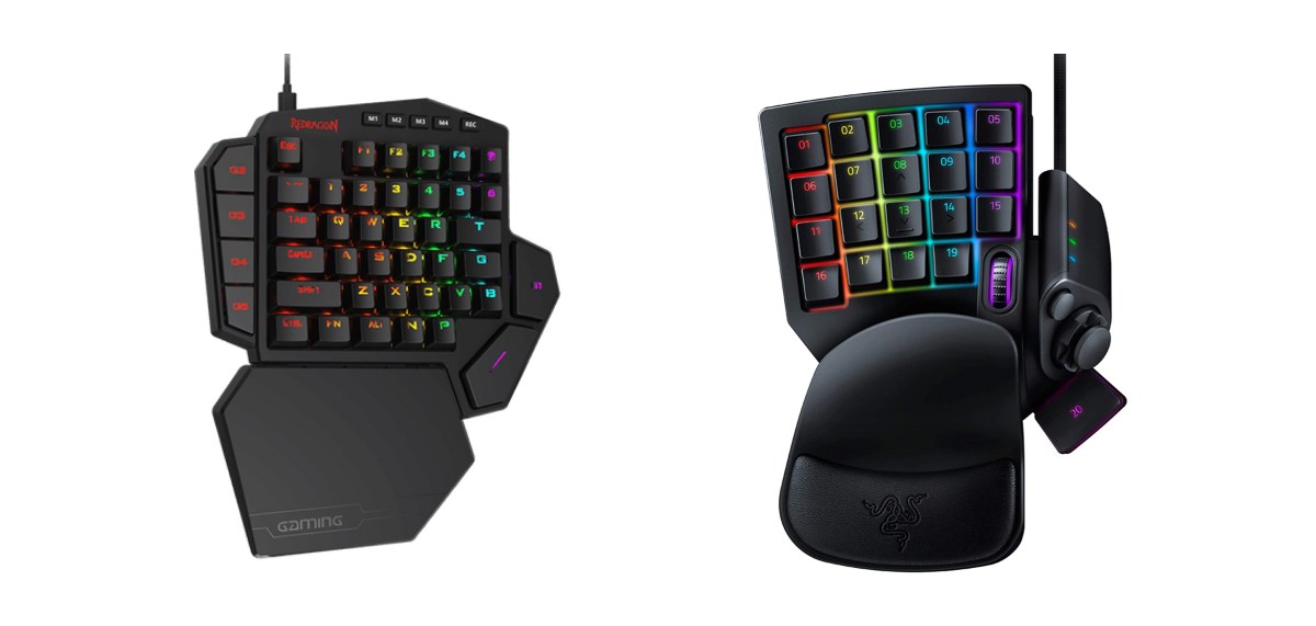 One-handed keyboards for gaming The Redragon K585 DITI mechanical keyboard (left) and the Razer Tartarus V2 membrane keyboard (right). Sources: redragonzone.com and razer.com