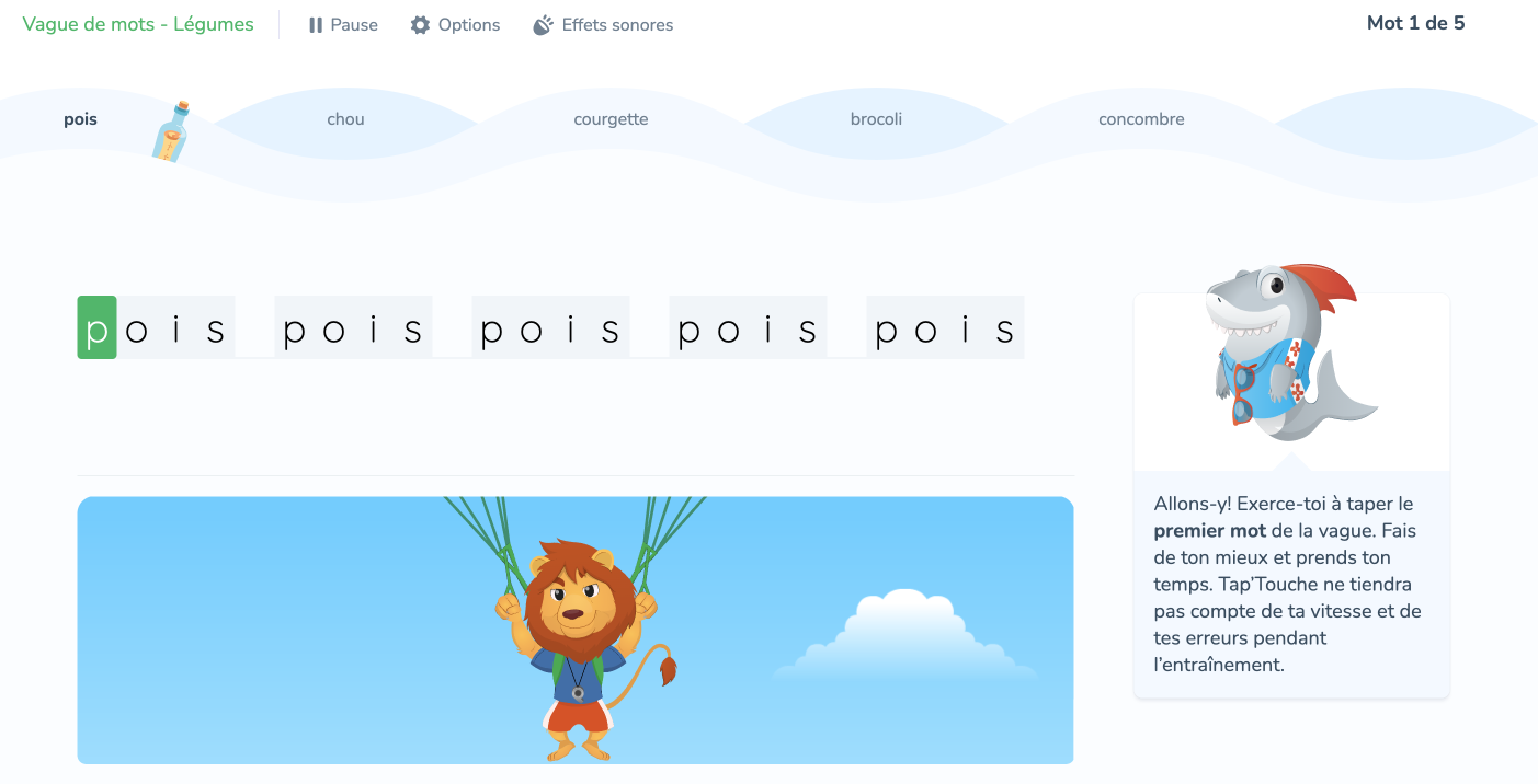 Le même mot est tapé plusieurs fois.