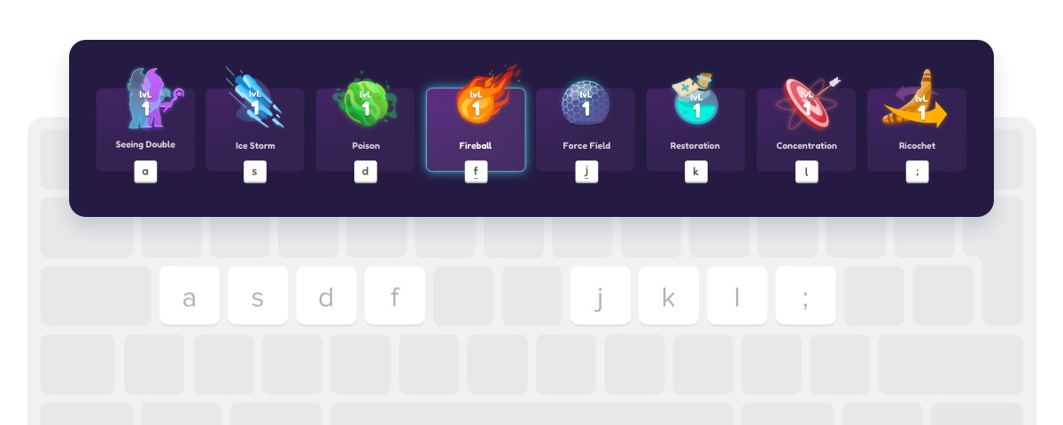 The spells and the keys to invoking them _Magical Duel_’s spells and the keys to invoking them