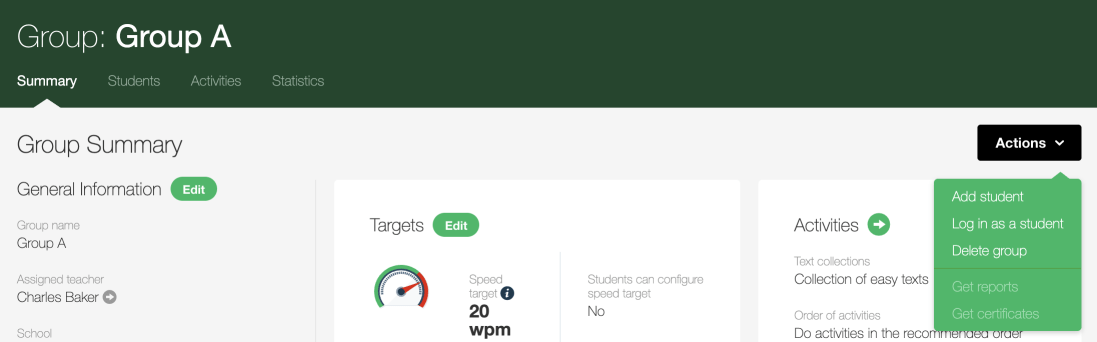 Log in as a student