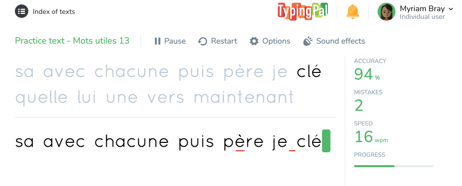 Example of a French training text