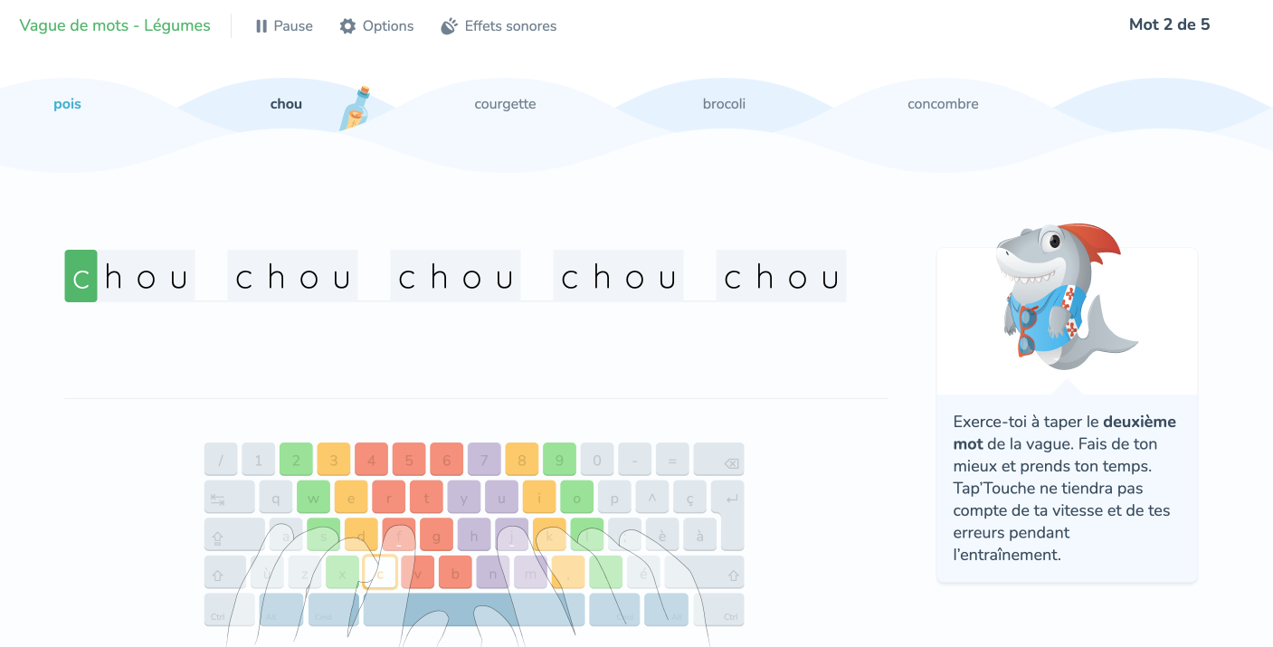 Une bouteille à la mer indique la progression.